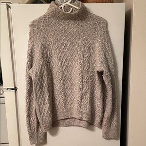VINCE Medium Merino Wool Cashmere Blend Cable Knit Mock Sweater